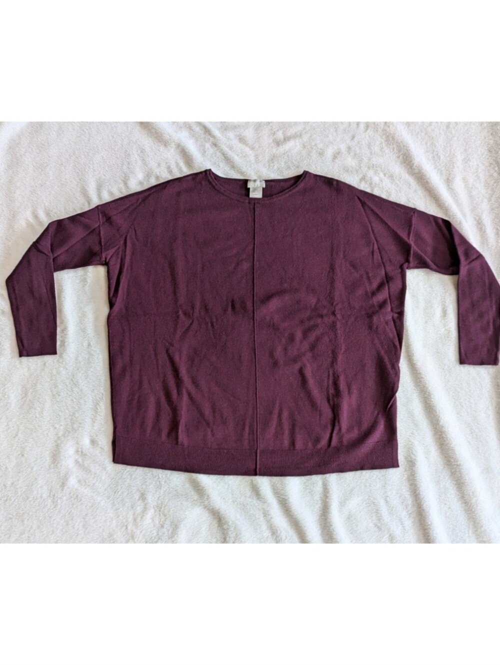 Chico's Purple Cashmere Blend Crewneck Relaxed Fit Sweater Size S (Chico's Sz 0)